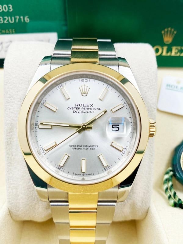 Rolex Datejust 41 126303 Silver Dial 18K Yellow Gold Steel Box Papers 2021 - 2