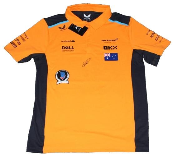 OSCAR PIASTRI SIGNED MCLAREN RACING OFFICIAL SHIRT FORMULA 1 F1 #81 BECKETT COA: Sport: Racing-Formula 1,Player: Oscar Piastri,Signed: Yes,Original/Reprint: Original,Autograph Authentication: Beckett Authentication Services (BAS),Product: Shirt,Country of Origin: United States