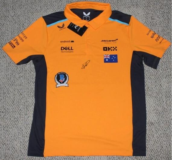 OSCAR PIASTRI SIGNED MCLAREN RACING OFFICIAL SHIRT FORMULA 1 F1 #81 BECKETT COA - 2
