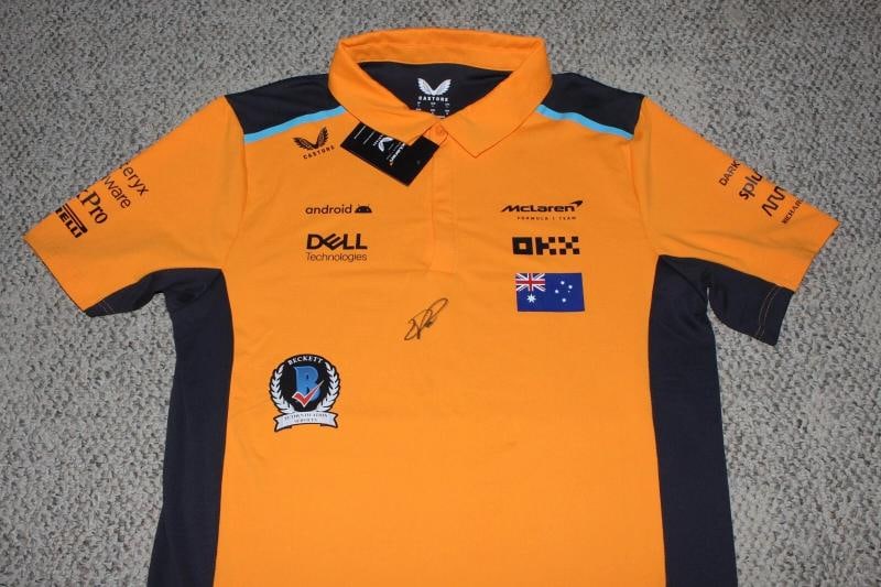 OSCAR PIASTRI SIGNED MCLAREN RACING OFFICIAL SHIRT FORMULA 1 F1 #81 BECKETT COA - 3