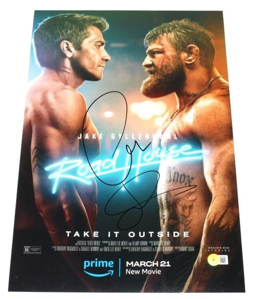 JAKE GYLLENHAAL CONOR MCGREGOR SIGNED ROAD HOUSE MOVIE POSTER BECKETT COA 2024: Signed: Yes,Industry: Movies,Movie: Road House,Autograph Authentication: Beckett,Object Type: Poster,Original/Reproduction: Original,Country of Origin: United States
