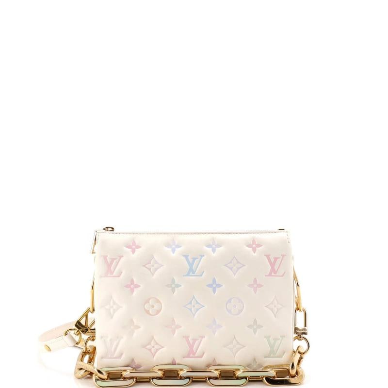 Louis Vuitton Coussin Bag Milky Way Monogram Embossed Lambskin BB: Condition: Pre-owned - Good,Brand: Louis Vuitton,Exterior Material: Leather,Style: Cross Body Bags,Exterior Color: White,Department: Women,Size: Bb,Accessories: Extra Strap, Dust Bag, With Strap Condi