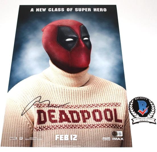 RYAN REYNOLDS SIGNED 'DEADPOOL' 12x18 MOVIE POSTER 1 BECKETT COA AUTOGRAPH BAS: Industry: Movies,Autograph Authentication: Beckett,Object Type: Poster,Original/Reproduction: Original,Country of Origin: United States