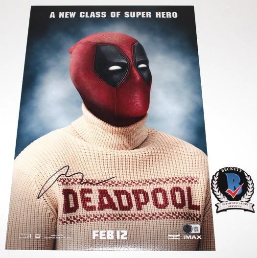 RYAN REYNOLDS SIGNED 'DEADPOOL' 12x18 MOVIE POSTER 1 BECKETT COA AUTOGRAPH BAS - 3