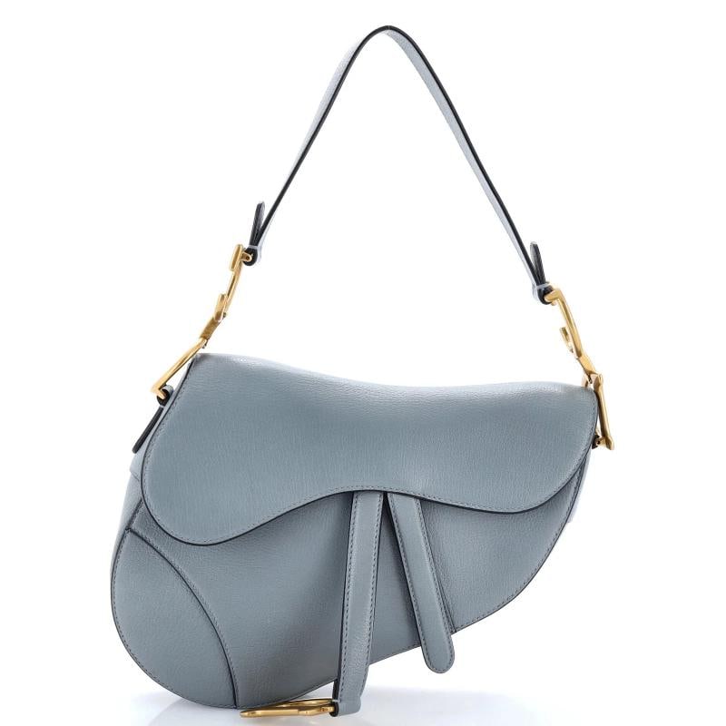 Christian Dior Saddle Handbag Leather Medium: Condition: Pre-owned - Excellent,Brand: Christian Dior,Exterior Material: Leather,Style: Shoulder Bags,Exterior Color: Blue,Department: Women,Size: Medium