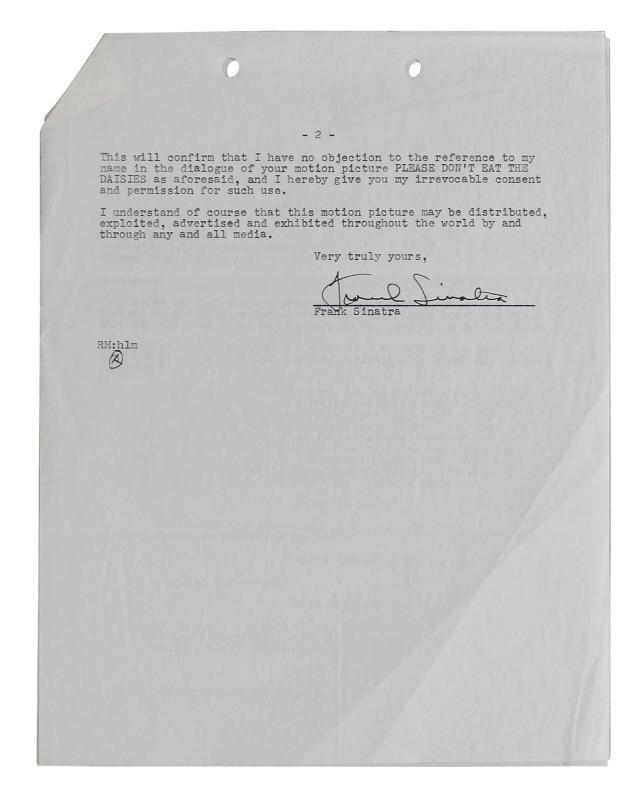 Frank Sinatra Signed 2 Page 8.5x11 Typed Naming Right Release Contract PSA & BAS (1 of 6)
