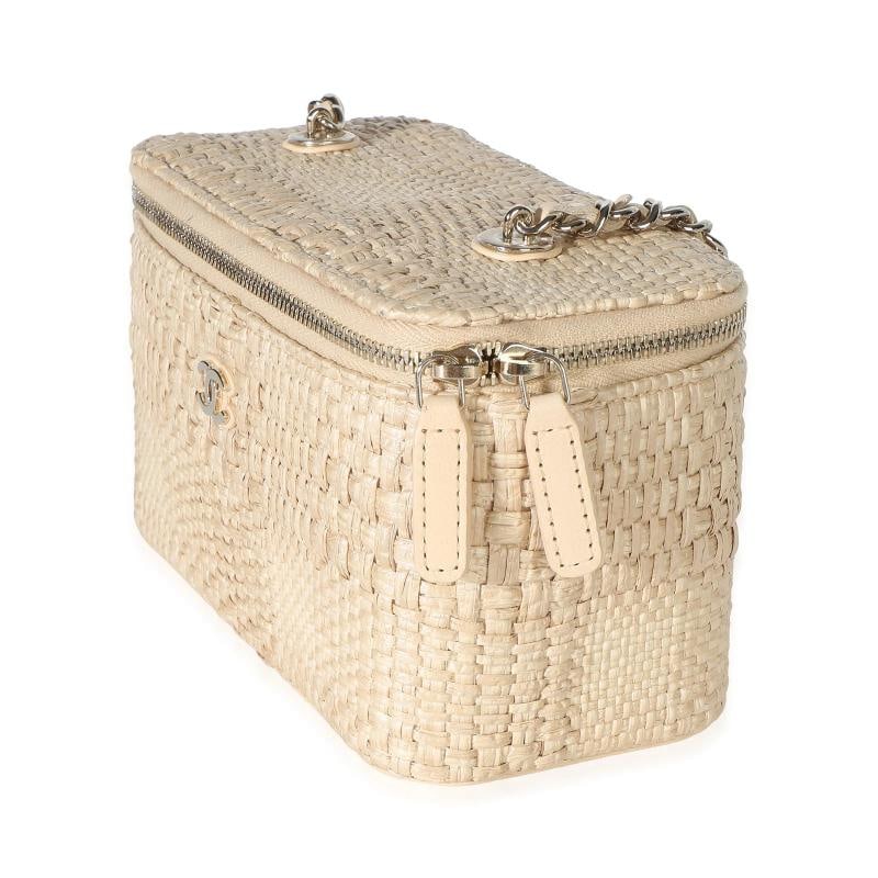 Chanel Beige Braided Raffia Vanity Case With Chain - 2
