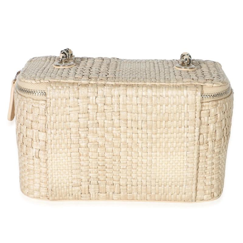 Chanel Beige Braided Raffia Vanity Case With Chain - 4