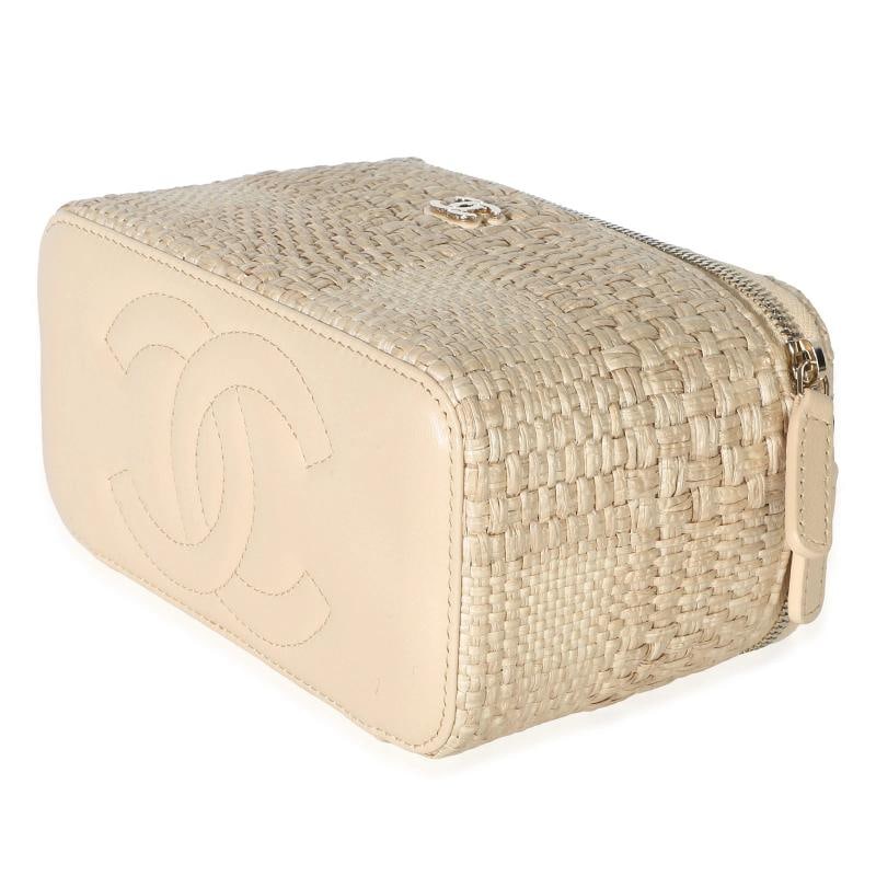 Chanel Beige Braided Raffia Vanity Case With Chain - 5