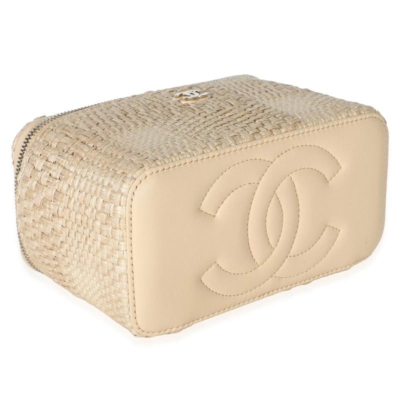 Chanel Beige Braided Raffia Vanity Case With Chain - 6
