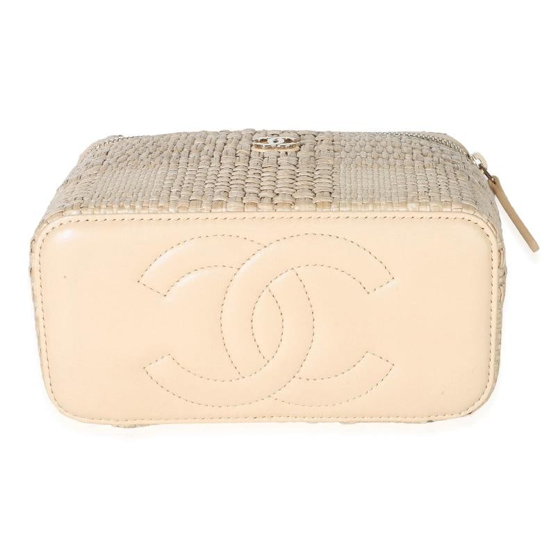 Chanel Beige Braided Raffia Vanity Case With Chain - 7