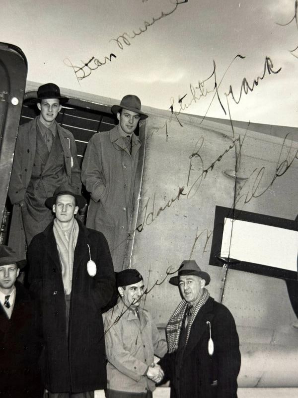 Stan Musial & Frankie Frisch Signed 1943 USO Tour World War 2 Original Photo BAS - 3