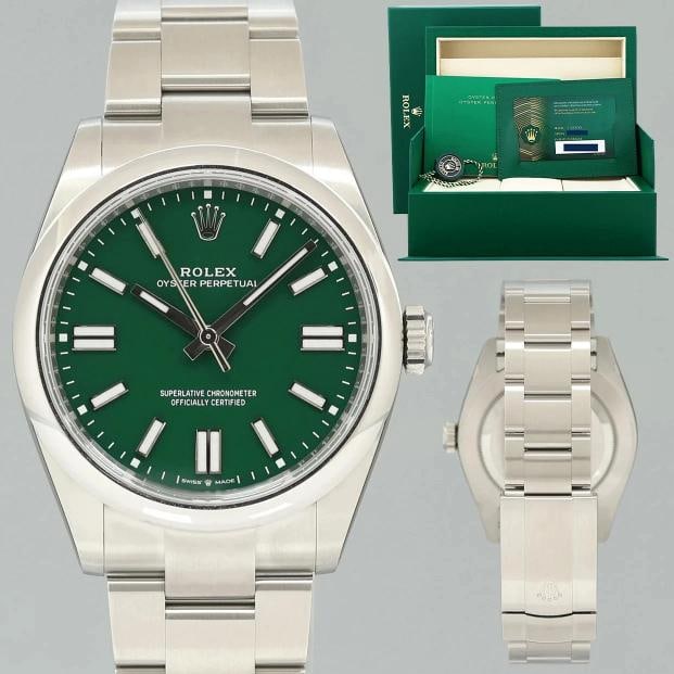 2026 NEW PAPERS Rolex 134300 Oyster Perpetual 41mm Green Stick Dial Steel Watch: Condition: New with box and papers: This item is brand new and has never been worn. It still has the original ... Read moreabout the conditionNew with box and papers: This item is brand new and has