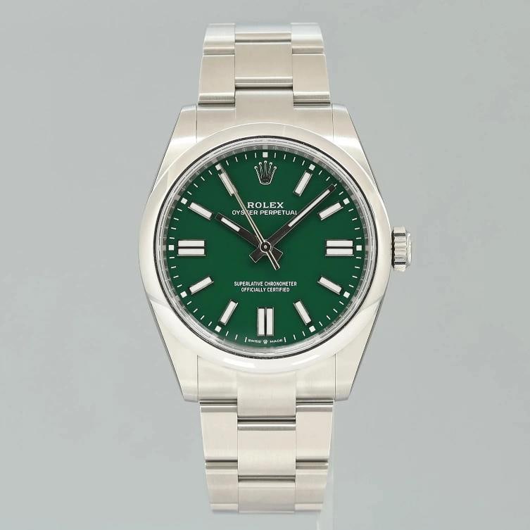 2026 NEW PAPERS Rolex 134300 Oyster Perpetual 41mm Green Stick Dial Steel Watch - 2