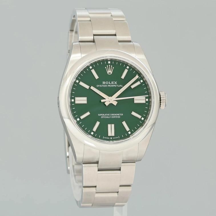 2026 NEW PAPERS Rolex 134300 Oyster Perpetual 41mm Green Stick Dial Steel Watch - 3