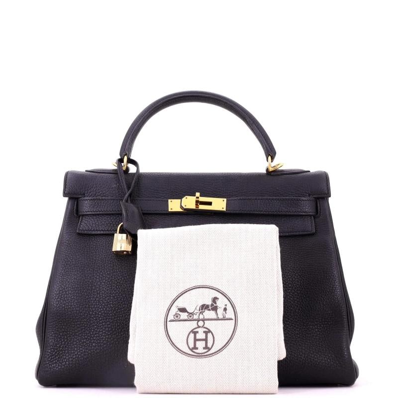 Hermes Kelly Handbag Black Togo with Gold Hardware 32 - 2