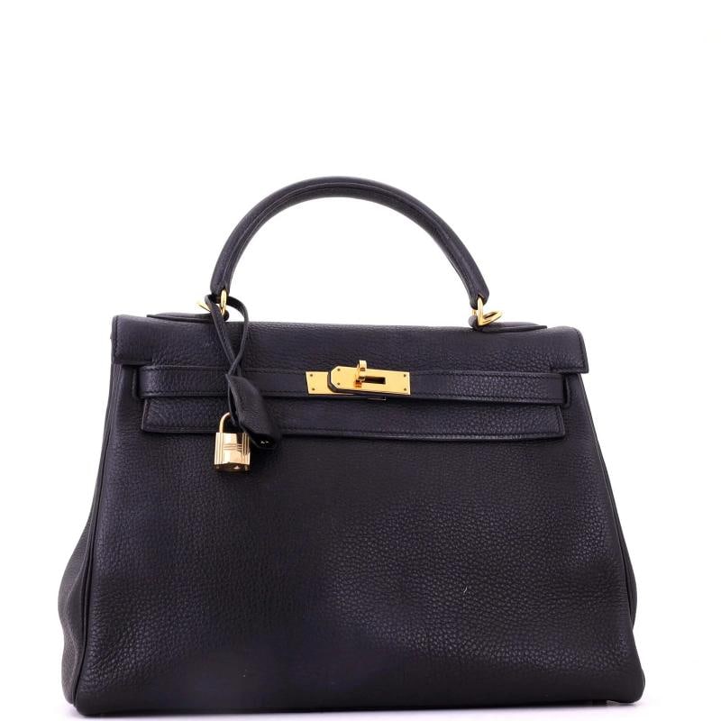 Hermes Kelly Handbag Black Togo with Gold Hardware 32 - 3