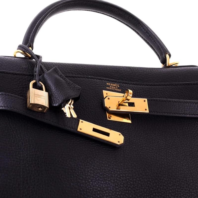 Hermes Kelly Handbag Black Togo with Gold Hardware 32 - 7