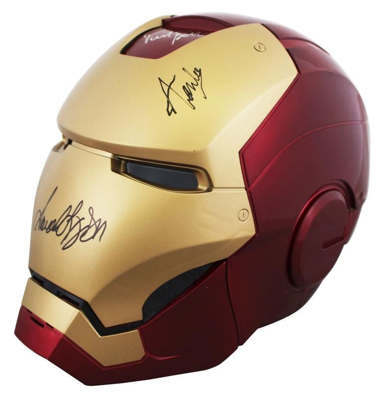 The Avengers (5) Lee, Jackson, Rudd +2 Signed Iron Man F/S Helmet BAS #AE64811 - 3
