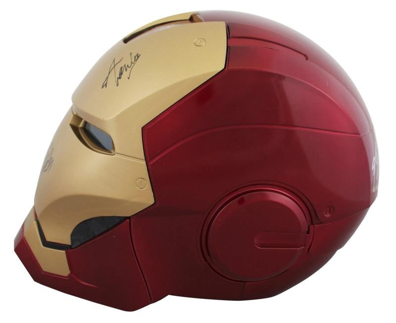 The Avengers (5) Lee, Jackson, Rudd +2 Signed Iron Man F/S Helmet BAS #AE64811 - 4