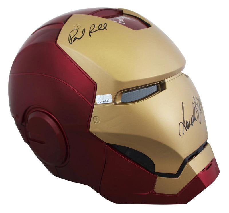 The Avengers (5) Lee, Jackson, Rudd +2 Signed Iron Man F/S Helmet BAS #AE64811 - 7