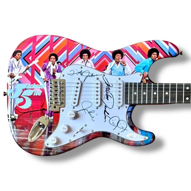 Jackson 5 Signed Guitar Custom Graphics JSA COA Jermaine Jackie Tito Marlon: Industry: Music,Signed: Yes,Autograph Authentication: James Spence (JSA),Object Type: Guitar & Guitar Pick,Original/Reproduction: Original,Country of Origin: United States