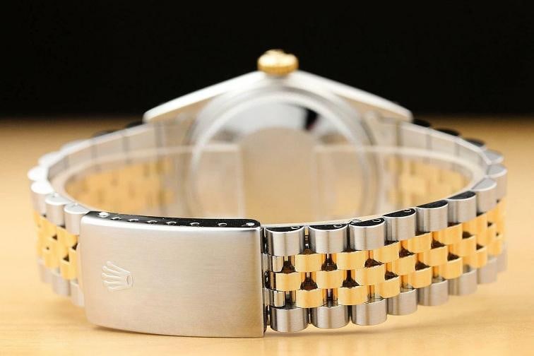 ROLEX MENS DATEJUST 16013 CHAMPAGNE ROMAN 18K YELLOW GOLD STEEL QUICKSET WATCH - 6