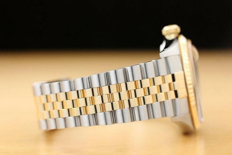 ROLEX MENS DATEJUST 16013 CHAMPAGNE ROMAN 18K YELLOW GOLD STEEL QUICKSET WATCH - 8