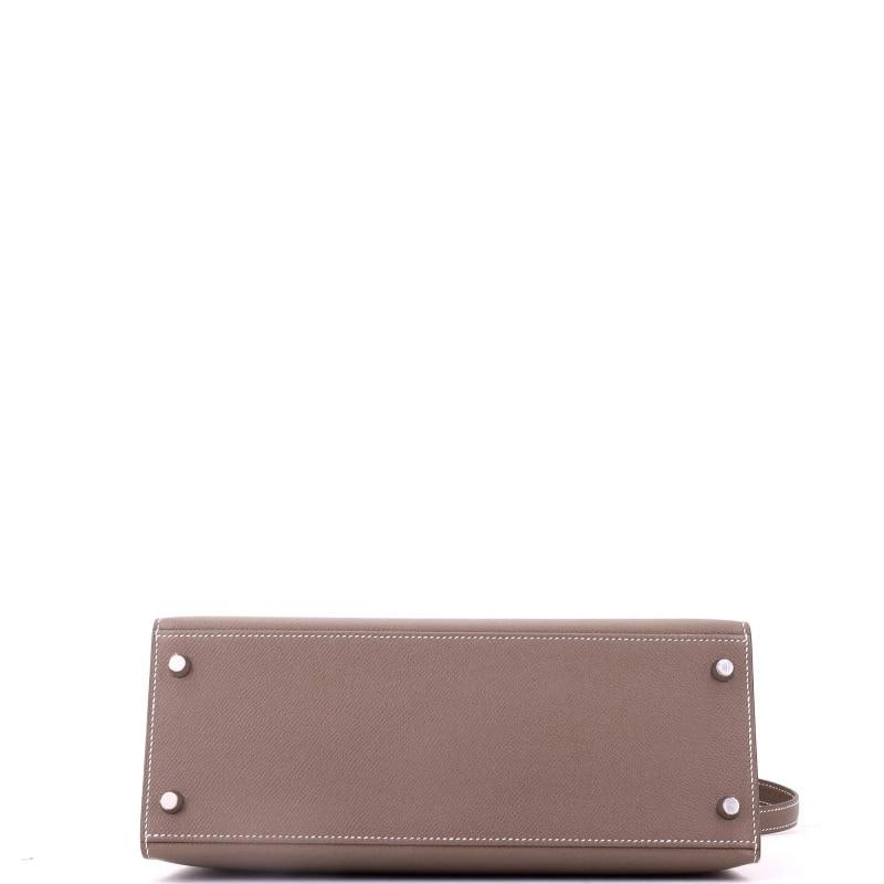 Hermes Kelly Handbag Grey Epsom with Palladium Hardware 28 - 4