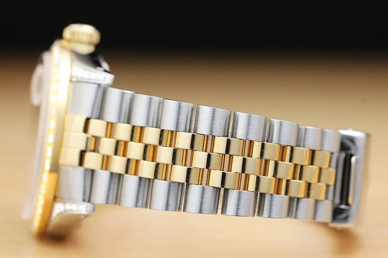 ROLEX MENS DATEJUST 16013 18K GOLD STEEL DIAMOND BEZEL LUGS CHAMPAGNE WATCH - 5