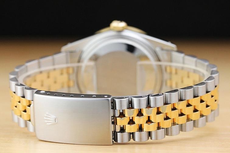 ROLEX MENS DATEJUST 16013 18K GOLD STEEL DIAMOND BEZEL LUGS CHAMPAGNE WATCH - 6