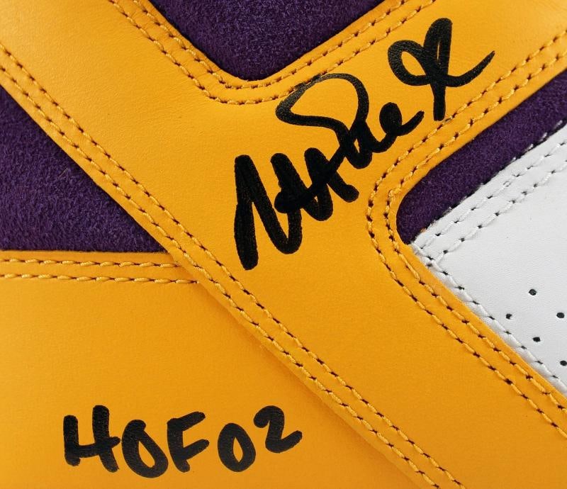 Lakers Magic Johnson "HOF 02" Signed Converse Weapon Shoes w/Box BAS Witness - 5