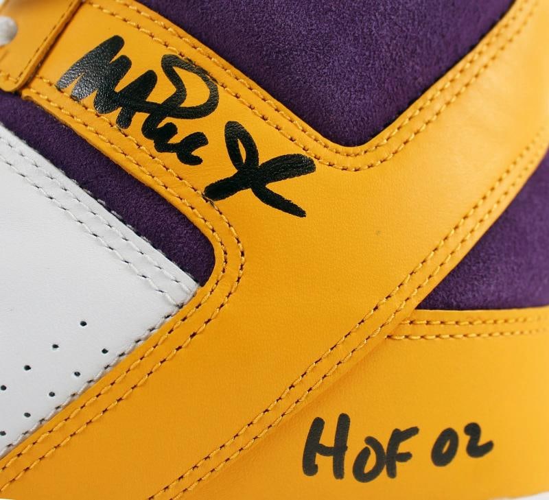Lakers Magic Johnson "HOF 02" Signed Converse Weapon Shoes w/Box BAS Witness - 7