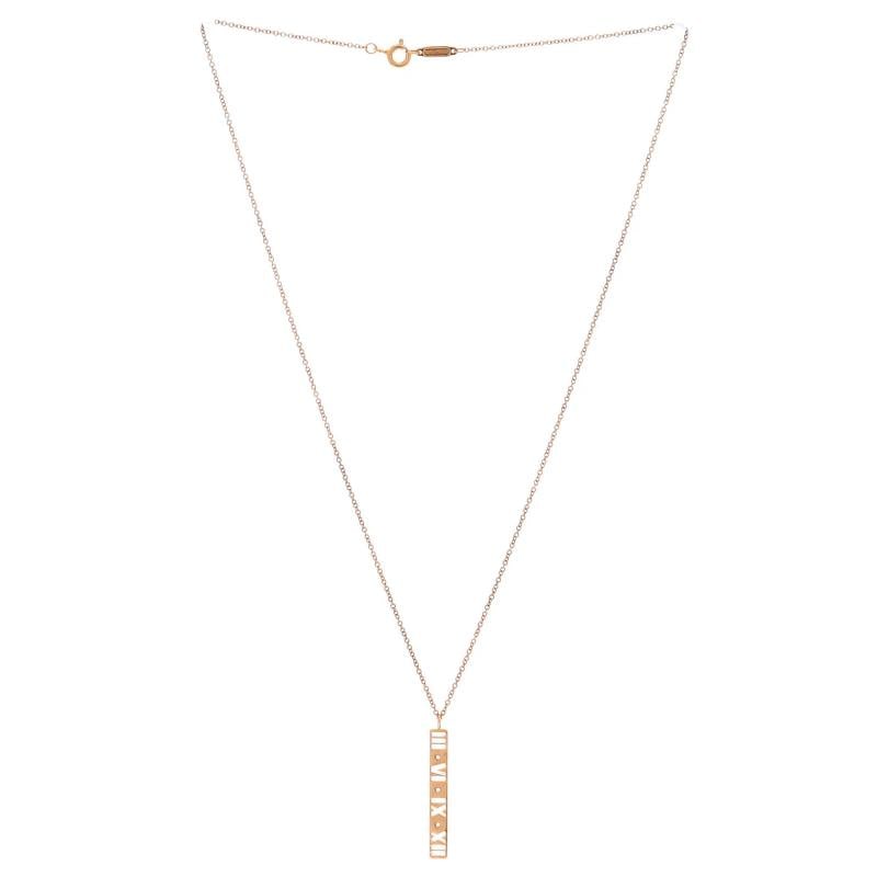 Tiffany & Co. Atlas Pierced Bar Drop Pendant Necklace 18K Rose Gold - 2