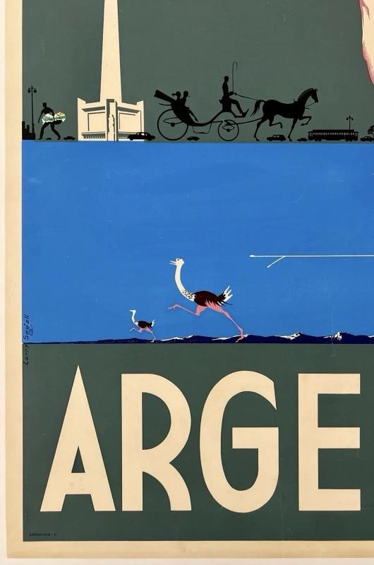 Original Vintage Poster PANAGRA - ARGENTINA - PAN AM Airline Travel Tourism OL - 4