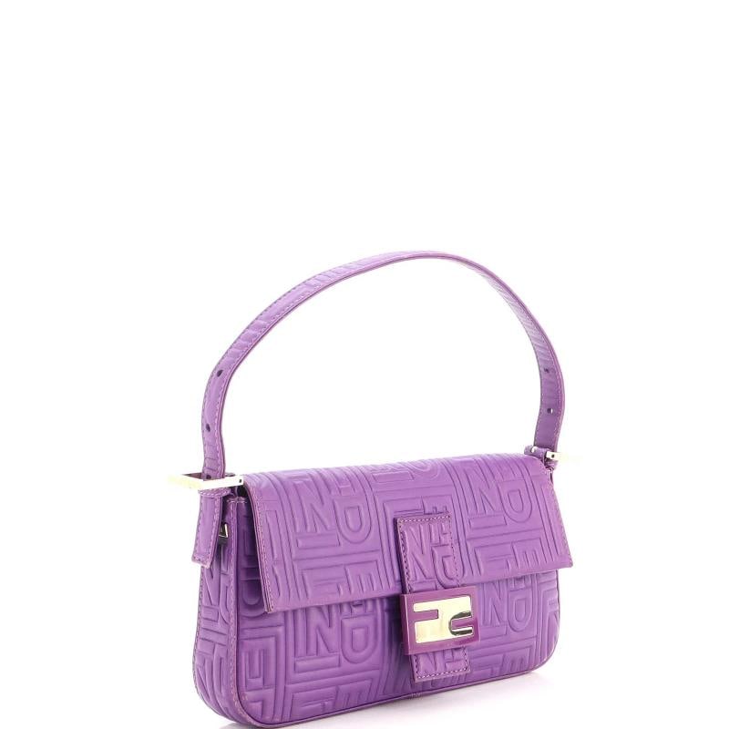 Fendi Baguette Bag Logo Embossed Leather Small - 2