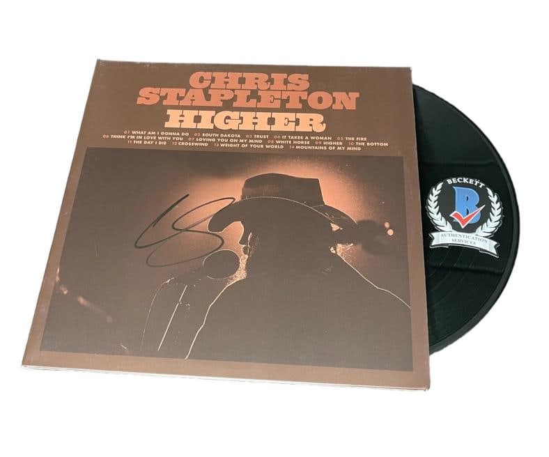 Chris Stapleton Signed Autograph Higher LP Vinyl Beckett BAS COA: Industry: Music,Signed: Yes,Autograph Authentication: Beckett,Object Type: Record,Original/Reproduction: Original,Country of Origin: United States