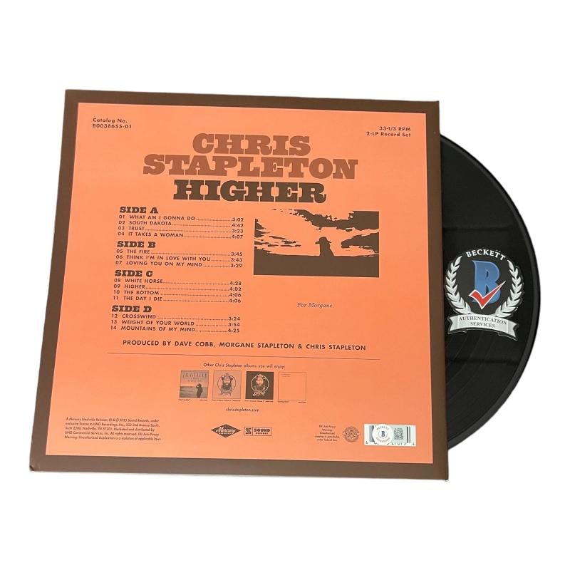 Chris Stapleton Signed Autograph Higher LP Vinyl Beckett BAS COA - 2