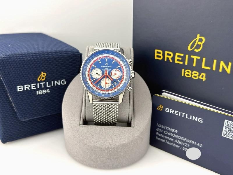 Breitling Navitimer B01 Pan Am Blue Dial AB0121 43mm Stainless Steel Box Paper - 11