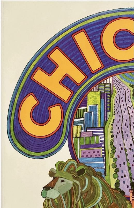 Original Vintage Poster CHICAGO FLY TWA Trans World Airline Travel Tourism LINEN - 2