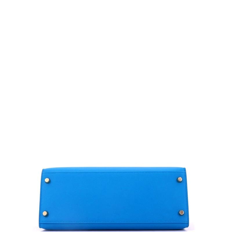 Hermes Kelly Handbag Blue Madame with Gold Hardware 28 - 5