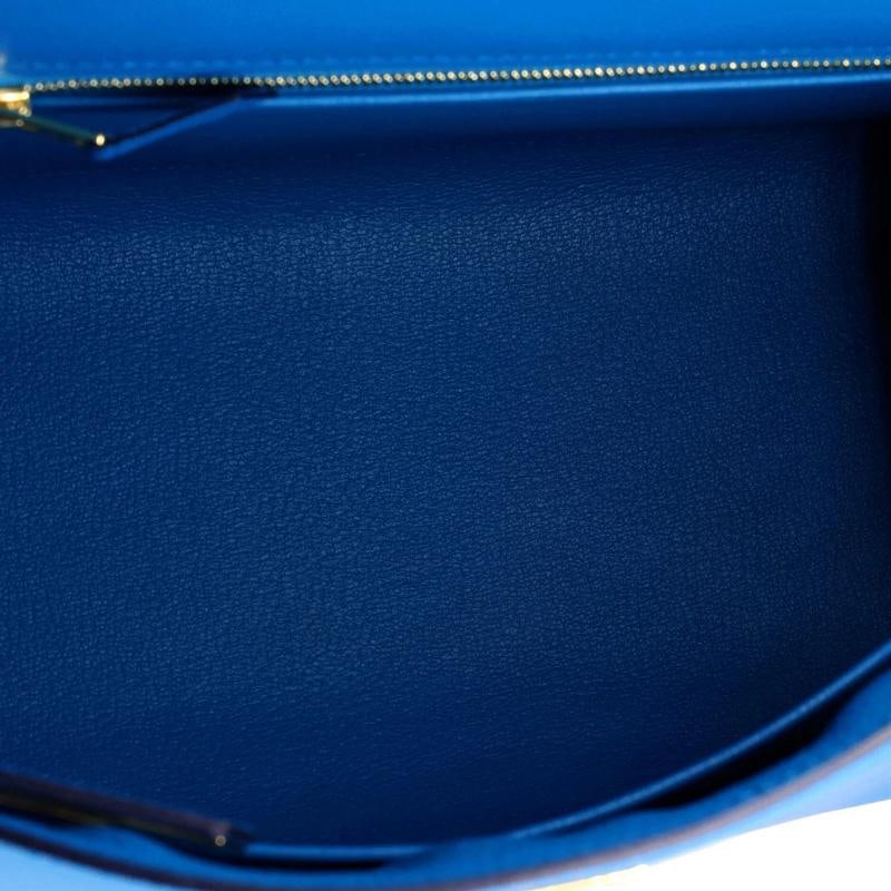 Hermes Kelly Handbag Blue Madame with Gold Hardware 28 - 7