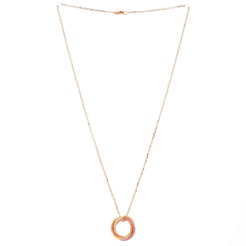 Cartier Trinity Pendant Necklace 18K Rose Gold with Pave Pink Sapphires - 3