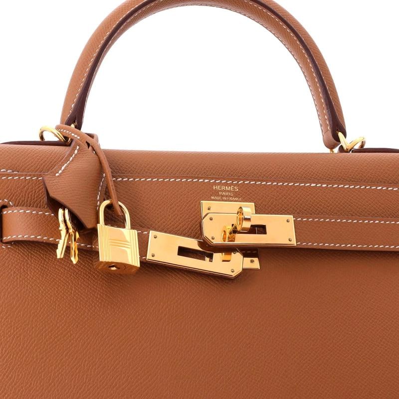 Hermes Kelly Handbag Brown Epsom with Gold Hardware 28 - 5