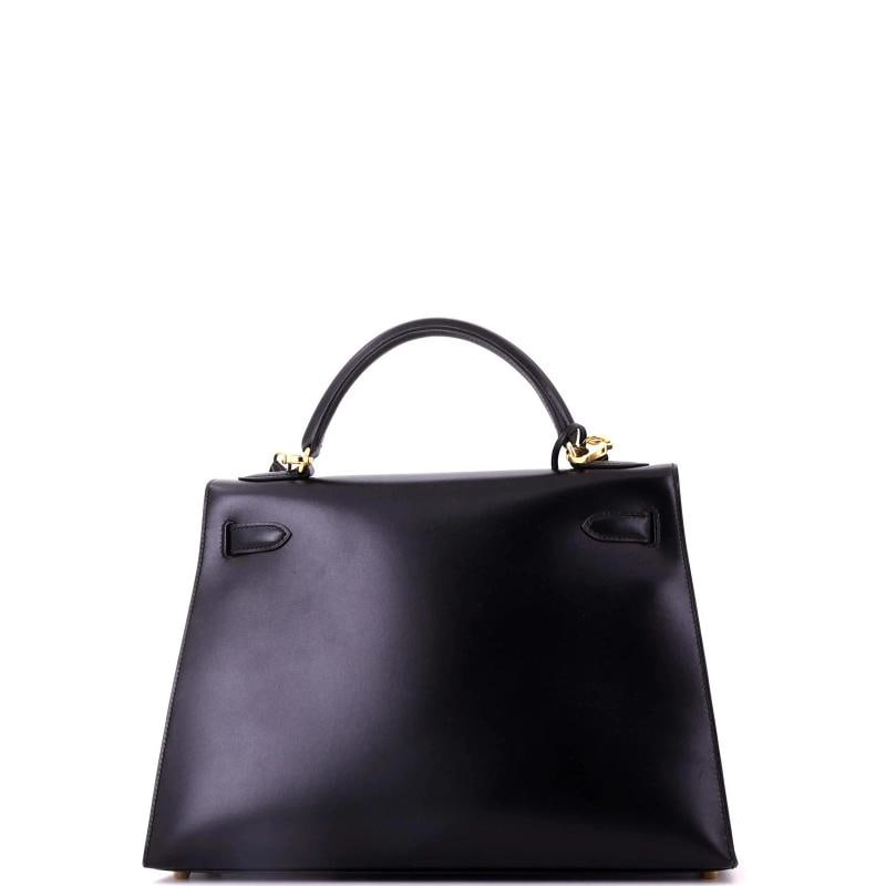 Hermes Kelly Handbag Black Box Calf with Gold Hardware 32 - 3