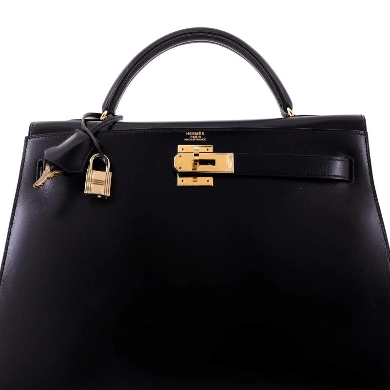 Hermes Kelly Handbag Black Box Calf with Gold Hardware 32 - 5