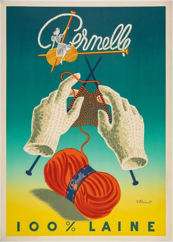 Original Vintage Poster, Villemot, Pernelle Wool, Knitting, Fashion, Witch, 1950: Condition: Used,Unit of Sale: Single-Piece Work,Artist: Bernard Villemot,Signed By: bernard Villemot,Character: Witch,Size: Medium,Signed: Yes,Title: 100% laine Pernelle - Wool,Certificate of Authenti