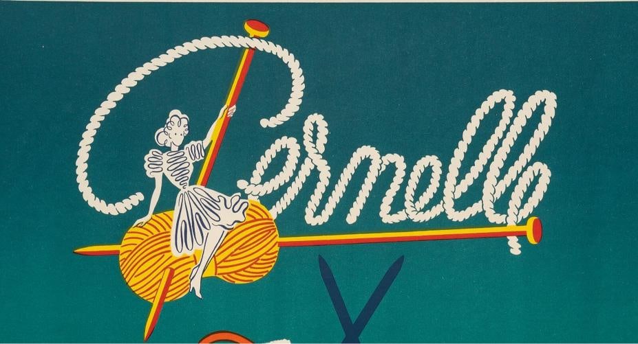 Original Vintage Poster, Villemot, Pernelle Wool, Knitting, Fashion, Witch, 1950 - 4