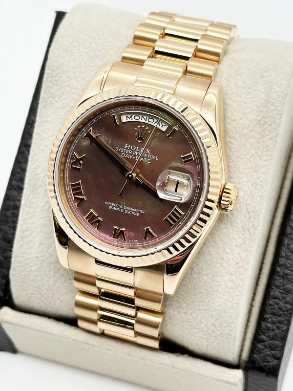 Rolex 118235 President Day Date Tahitian Mother Of Pearl 18K Rose Gold Box Paper - 7