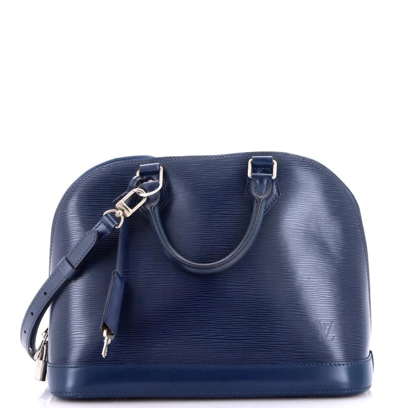 Louis Vuitton Alma Handbag Epi Leather PM: Condition: Pre-owned - Fair,Brand: Louis Vuitton,Exterior Material: Leather,Style: Top Handle,Exterior Color: Blue,Department: Women,Size: Pm,Accessories: Lock, Keys, Clochette Estimated Retail Price: